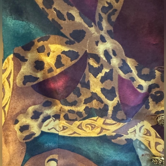 90’s VTG The Limited Women's Silk Leopard Geometric Preppy Teacher Vest Gold - Picture 6 of 13